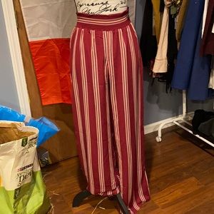 Long stripped straight cut pants